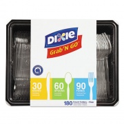 Dixie Combo Pack, Tray with Clear Plastic Utensils, 90 Forks, 30 Knives, 60 Spoons (CH0369DX7PK)