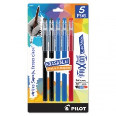 Pilot Blister-Carded FriXion ColorSticks Erasable Gel Pen, Stick, Fine 0.7 mm, Assorted Ink and Barrel Colors, 5/Pack (32442)