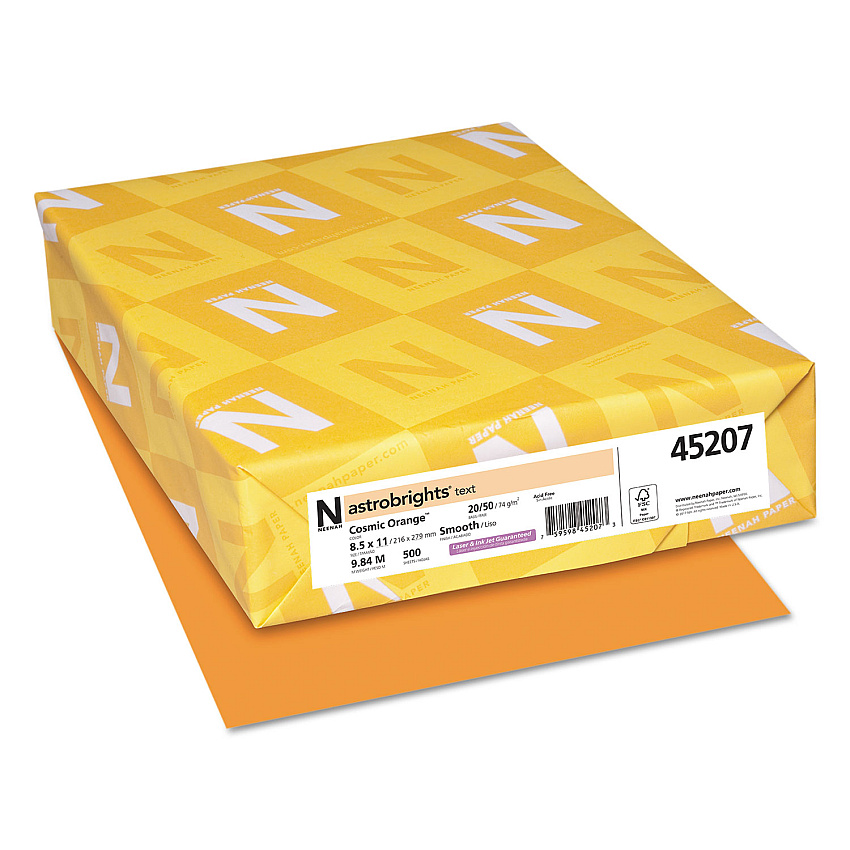 Astrobrights 20lb Color Paper, 20 lb Bond Weight, 8.5 x 11, Orange, 500 Sheets/Ream, 10 Reams/Carton (45207)