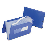 AbilityOne 7530016597148 SKILCRAFT 1.25" Expansion File, 12 Sections, Elastic Cord Closure, Straight Tab, Letter Size, Blue, 12/Carton