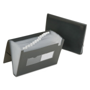 AbilityOne 7530016597149 SKILCRAFT 1.25" Expansion File, 12 Sections, Elastic Cord Closure, Straight Tab, Letter Size, Smoke, 12/Carton
