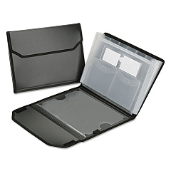 AbilityOne 7530016599976 SKILCRAFT Expanding Files, 1" Expansion, 7 Sections, Elastic Cord Closure, Straight Tabs, Letter Size, Black