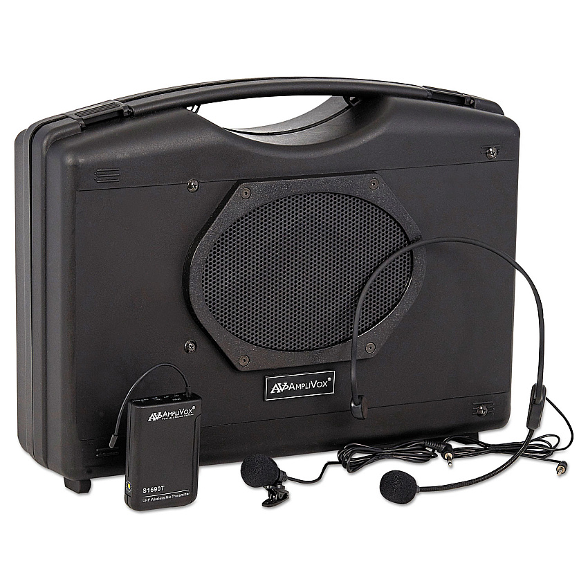 AmpliVox Bluetooth Audio Portable Buddy with Wireless Handsfree Mic, 50 W, Black (APLSW222A)
