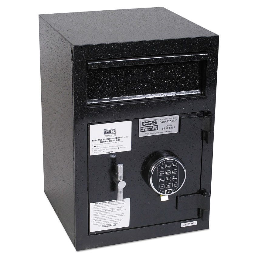 FireKing Depository Security Safe, 0.95 cu ft, 14 x 15.5 x 20, Black (FIRSB2014BLEL)