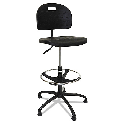 ShopSol Workbench Shop Chair, Supports Up to 250 lb, 22" to 32" Seat Height, Black (SSX1010275)