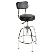 ShopSol Heavy-Duty Shop Stool, Supports Up to 300 lb, 29" to 34" Seat Height, Black Seat/Back, Chrome Base (3010002)