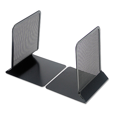 Universal Metal Mesh Bookends, Nonskid, 5.38 x 5.38 x 6.75, Black, 1 Pair (UNV20025)