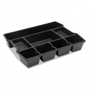 Universal High Capacity Drawer Organizer, Eight Compartments, 14.88 x 11.88 x 2.5, Plastic, Black (20120)