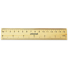 Universal Flat Wood Ruler, Standard/Metric, 6" Long (UNV59024)