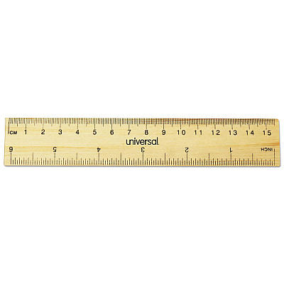 Universal Flat Wood Ruler, Standard/Metric, 6" Long (UNV59024)