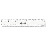 Universal Clear Plastic Ruler, Standard/Metric, 6" Long, Clear, 2/Pack (UNV59025)