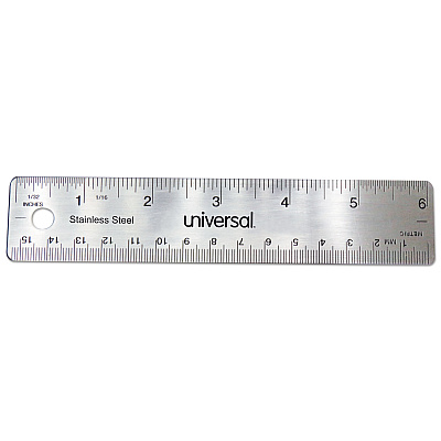 Universal Stainless Steel Ruler, Standard/Metric, 6" Long (UNV59026)