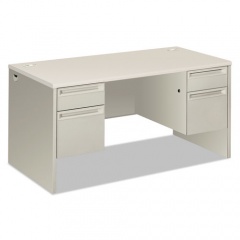HON 38000 Series Double Pedestal Desk, 60" x 30" x 30", Light Gray/Silver (38155B9Q)