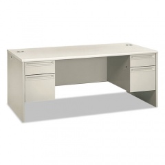 HON 38000 Series Double Pedestal Desk, 72" x 36" x 30", Light Gray/Silver (38180B9Q)