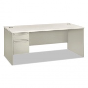 HON 38000 Series Left Pedestal Desk, 72" x 36" x 30", Light Gray/Silver (38294LB9Q)