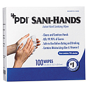 Sani Professional PDI Sani-Hands Instant Hand Sanitizing Wipes, 1-Ply, 8 x 5, White, 1,000/Carton (NICD43600)