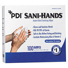 Sani Professional PDI Sani-Hands Instant Hand Sanitizing Wipes, 1-Ply, 8 x 5, White, 1,000/Carton (NICD43600)