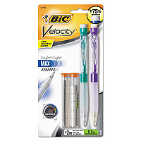 BIC Velocity Max Pencil, 0.7 mm, HB (#2), Black Lead, Assorted Barrel Colors, 2/Pack (BICMPMX7P21BK)