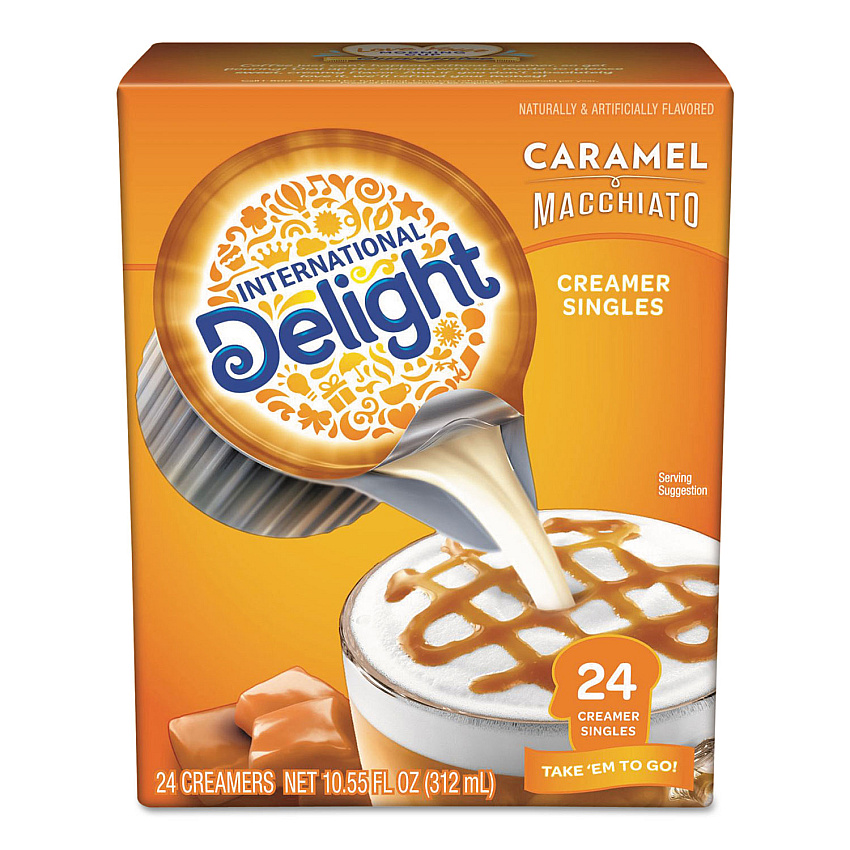 International Delight Flavored Liquid Non-Dairy Coffee Creamer, Caramel Macchiato, Mini Cups, 24/Box (ITD101766)