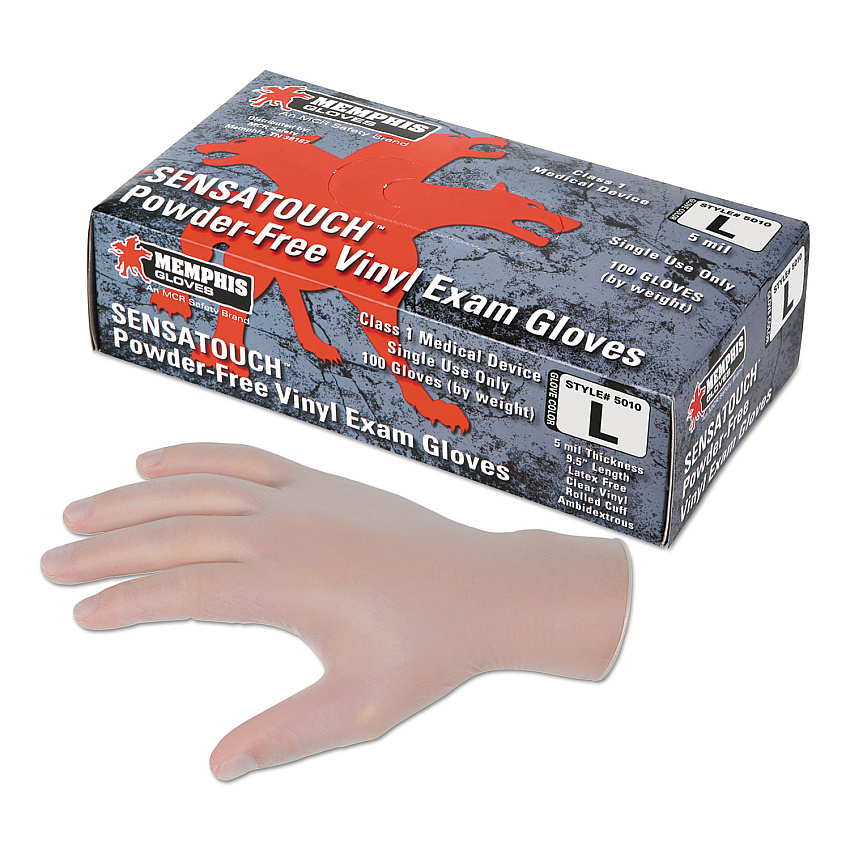 MCR Safety Sensatouch Clear Vinyl Disposable Medical Grade Gloves, Medium, 100/Box, 10 Box/Carton (MPG5010MCT)