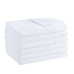 Host & Home Microfiber Flat Sheets - Full - White W/ Red Hem, Case Of 24 (MFS-81108)