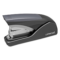 Universal Deluxe Power Assist Flat-Clinch Full Strip Stapler, 25-Sheet Capacity, Black/Gray (UNV43040)