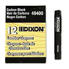 Dixon Lumber Crayons, 4.5 x 0.5, Carbon Black, Dozen (DIX49400)