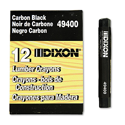 Dixon Lumber Crayons, 4.5 x 0.5, Carbon Black, Dozen (DIX49400)