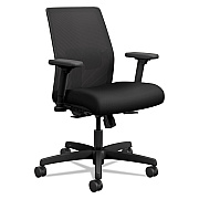 HON Ignition 2.0 4-Way Stretch Low-Back Mesh Task Chair, Supports Up to 300 lb, 16.75" to 21.25" Seat Height, Black (HONITLMK1MC10B)