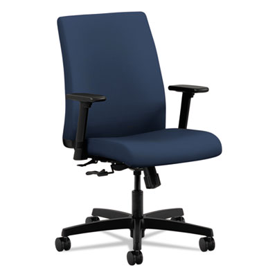 HON Ignition Series Fabric Low-Back Task Chair, Supports Up to 300 lb, 17" to 22" Seat Height, Navy Seat/Back, Black Base (IT105CU98)