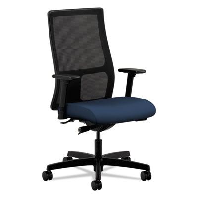 HON Ignition Series Mesh Mid-Back Work Chair, Supports Up to 300 lb, 17" to 22" Seat Height, Navy Seat, Black Back/Base (IW103CU98)