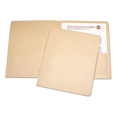 AbilityOne 7510005842492, SKILCRAFT Double Pocket Portfolio, 0.38" Capacity, 11 x 8.5, Tan, 25/Box