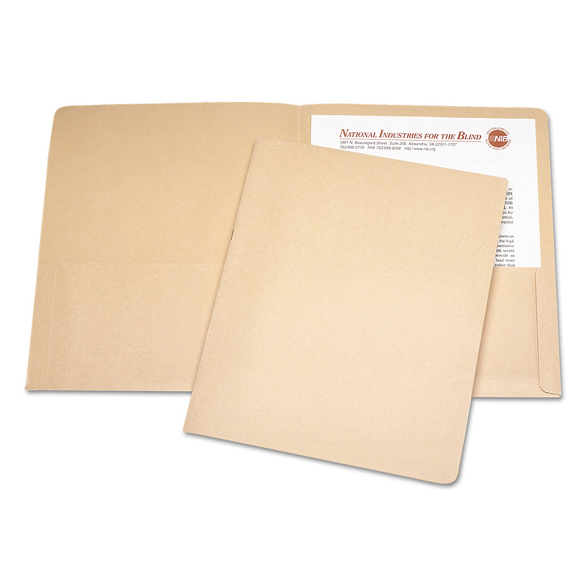 AbilityOne 7510005842492, SKILCRAFT Double Pocket Portfolio, 0.38" Capacity, 11 x 8.5, Tan, 25/Box