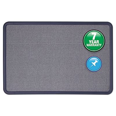 Quartet Contour Fabric Bulletin Board, 36 x 24, Light Blue Surface, Navy Blue Plastic Frame (QRT7693BE)