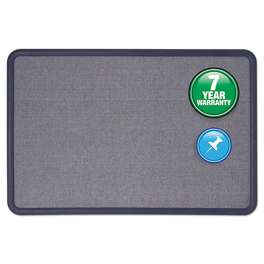 Quartet Contour Fabric Bulletin Board, 36 x 24, Light Blue Surface, Navy Blue Plastic Frame (QRT7693BE)