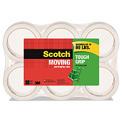 Scotch Tough Grip Moving Packaging Tape, 3" Core, 1.88" x 54.6 yds, Clear, 6/Pack (MMM35006ESF)