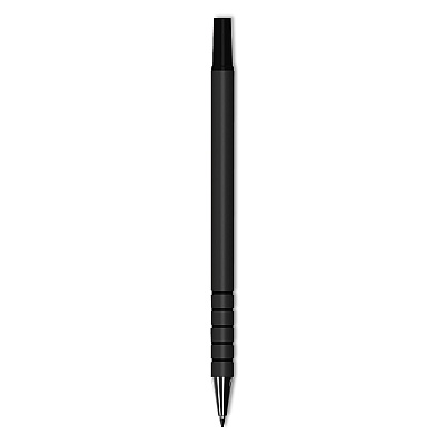 Universal Replacement Ballpoint Counter Pen, Medium 1 mm, Black Ink, Black Barrel, 6/Pack (UNV15626)