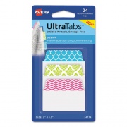 Avery Ultra Tabs Repositionable Tabs, Fashion Patterns: 2" x 1.5", 1/5-Cut, Assorted Colors, 24/Pack (74774)