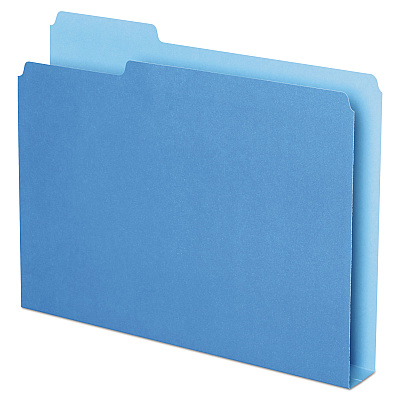 Pendaflex Double Stuff File Folders, 1/3-Cut Tabs: Assorted, Letter Size, 1.5" Expansion, Blue, 50/Pack (PFX54455)