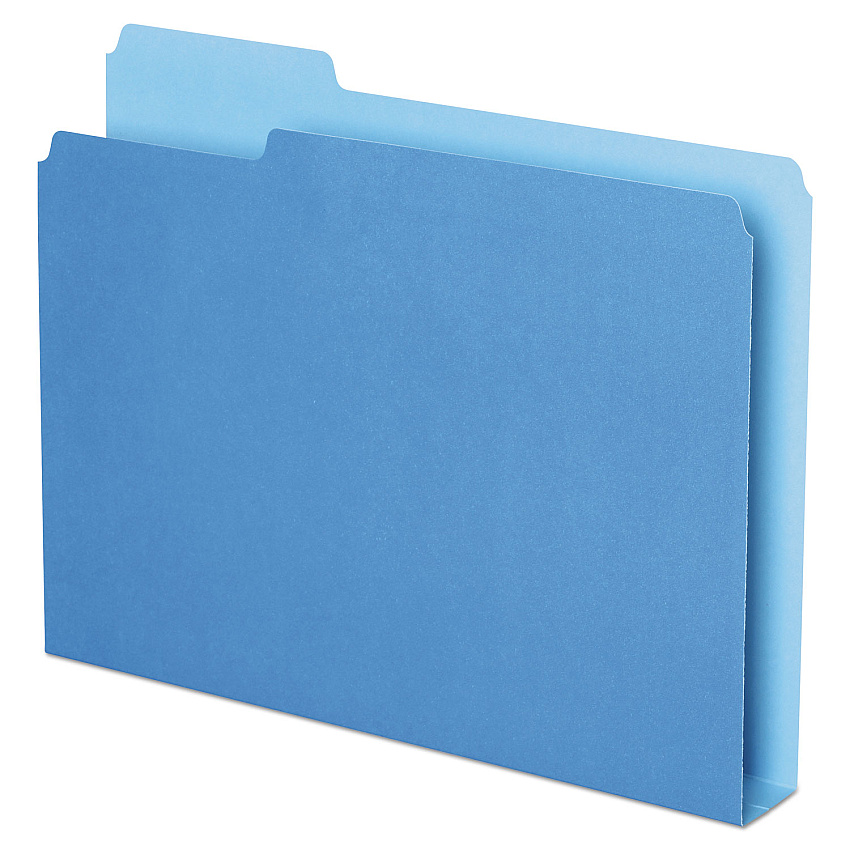 Pendaflex Double Stuff File Folders, 1/3-Cut Tabs: Assorted, Letter Size, 1.5" Expansion, Blue, 50/Pack (PFX54455)