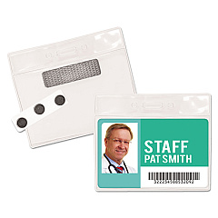 Advantus Magnetic-Style Name Badge Kits, Horizontal, Clear 4.5" x 3.25" Holder, 4.13" x 3" Insert, 20/Pack (AVT97071)