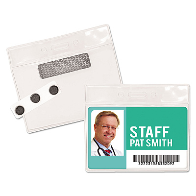 Advantus Magnetic-Style Name Badge Kits, Horizontal, Clear 4.5" x 3.25" Holder, 4.13" x 3" Insert, 20/Pack (AVT97071)