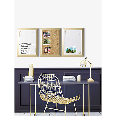 MasterVision Positive Flow Metallic Gold Message Board Set, (1) Bulletin, (2) Magnetic Dry Erase, 18 x 24, Gold Frames (BVCSOR031)