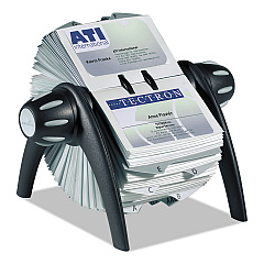 Durable VISIFIX Flip Rotary Business Card File, Holds 400 2.88 x 4.13 Cards, 8.75 x 7.13 x 8.06, Plastic, Black/Silver (DBL241701)