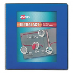 Avery UltraLast Heavy-Duty View Binder with One Touch Slant Rings, 3 Rings, 1" Capacity, 11 x 8.5, Blue (79740)