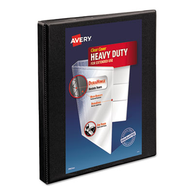 Avery Heavy-Duty Non Stick View Binder with DuraHinge and Slant Rings, 3 Rings, 0.5" Capacity, 11 x 8.5, Black, (5233) (AVE05233)