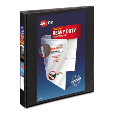 Avery Heavy-Duty Non Stick View Binder with DuraHinge and Slant Rings, 3 Rings, 1" Capacity, 11 x 8.5, Black, (5300) (AVE05300)
