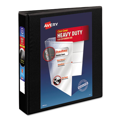 Avery Heavy-Duty Non Stick View Binder with DuraHinge and Slant Rings, 3 Rings, 1.5" Capacity, 11 x 8.5, Black, (5400) (AVE05400)