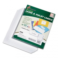 AbilityOne 7530015144904 SKILCRAFT Recycled Laser and Inkjet Labels, Inkjet/Laser Printers, 1 x 2.63, White, 30/Sheet, 100 Sheets/Box