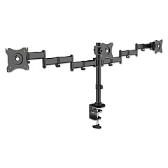 Kantek Articulating Triple Monitor Arms, For 13" to 27" Monitors, 360 deg Rotation, 45 deg Tilt, 180 deg Pan, Black, Supports 18 lb (KTKMA230)